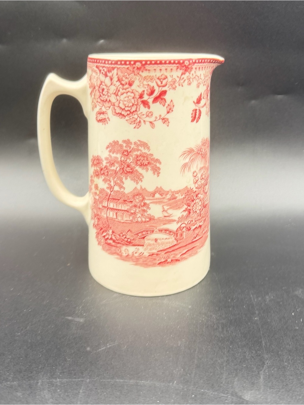 ROYAL STAFFORDSHIRE Pitcher Pink/ Red "Tonquin" by CLARICE CLIFF~ ENGLAND